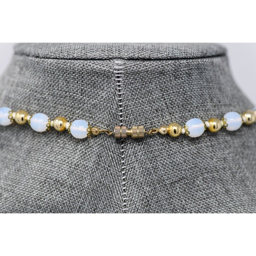 Mirano Glass Necklace foil Gold tone beaded beads 24" - Picture 4 of 7